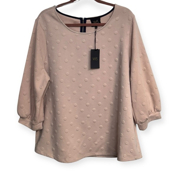 AnthropologieW5 Blush Polka Dot Sweater Blouse Size‎ 1X - Picture 2 of 3